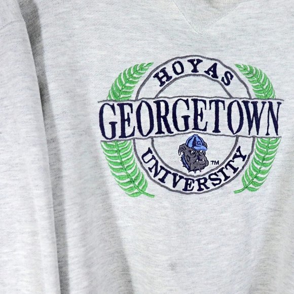 Vintage Logo 7 Georgetown University Long Sleeve Grey Sweatshirt - Picture 4 of 6